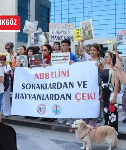 Hayvan hakları savunucularından ABB'nin önünde Mansur Yavaş'a ihtar